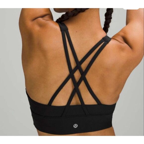 Lululemon energy black ribbed high neck medium support bra size 8 - Picture 2 of 9